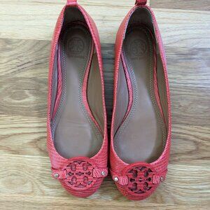 Tory Burch Mini Miller Ballet Melon Snake Flats - Womens Size 7